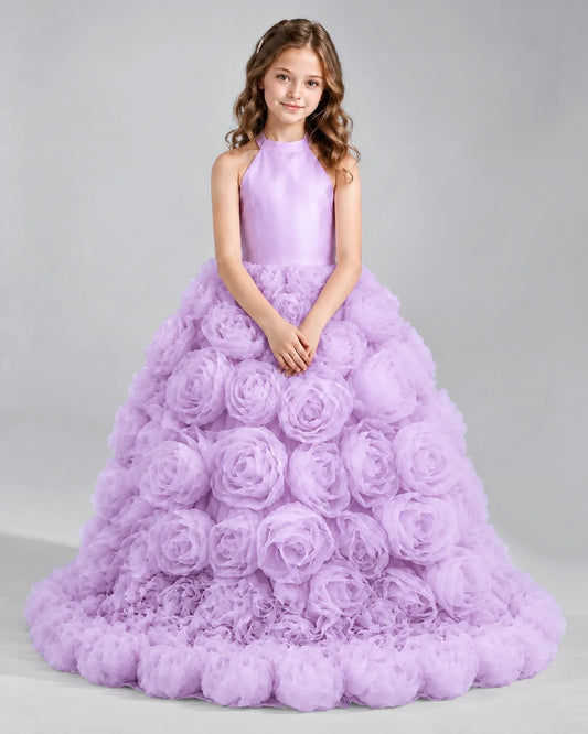 Lilac Ball Gown Girls Pageant Dresses Front