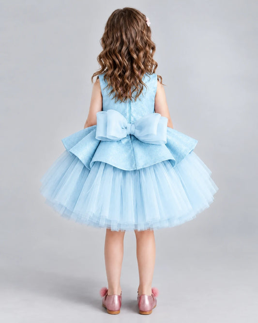 Baby Blue Ball Gown Girls Formal Dresses Back