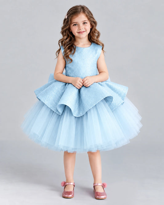 Baby Blue Ball Gown Girls Formal Dresses Front