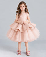 Blush Pink Ball Gown Girls Formal Dresses Front