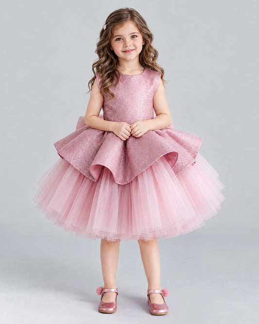 Pink Ball Gown Girls Formal Dresses Front