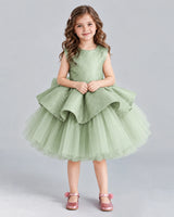 Sage Green Ball Gown Girls Formal Dresses Front