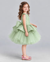 Sage Green Ball Gown Girls Formal Dresses Side