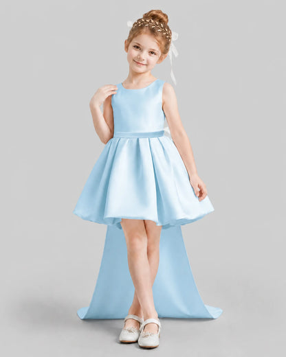 Baby Blue Flared Girls Formal Dresses Front