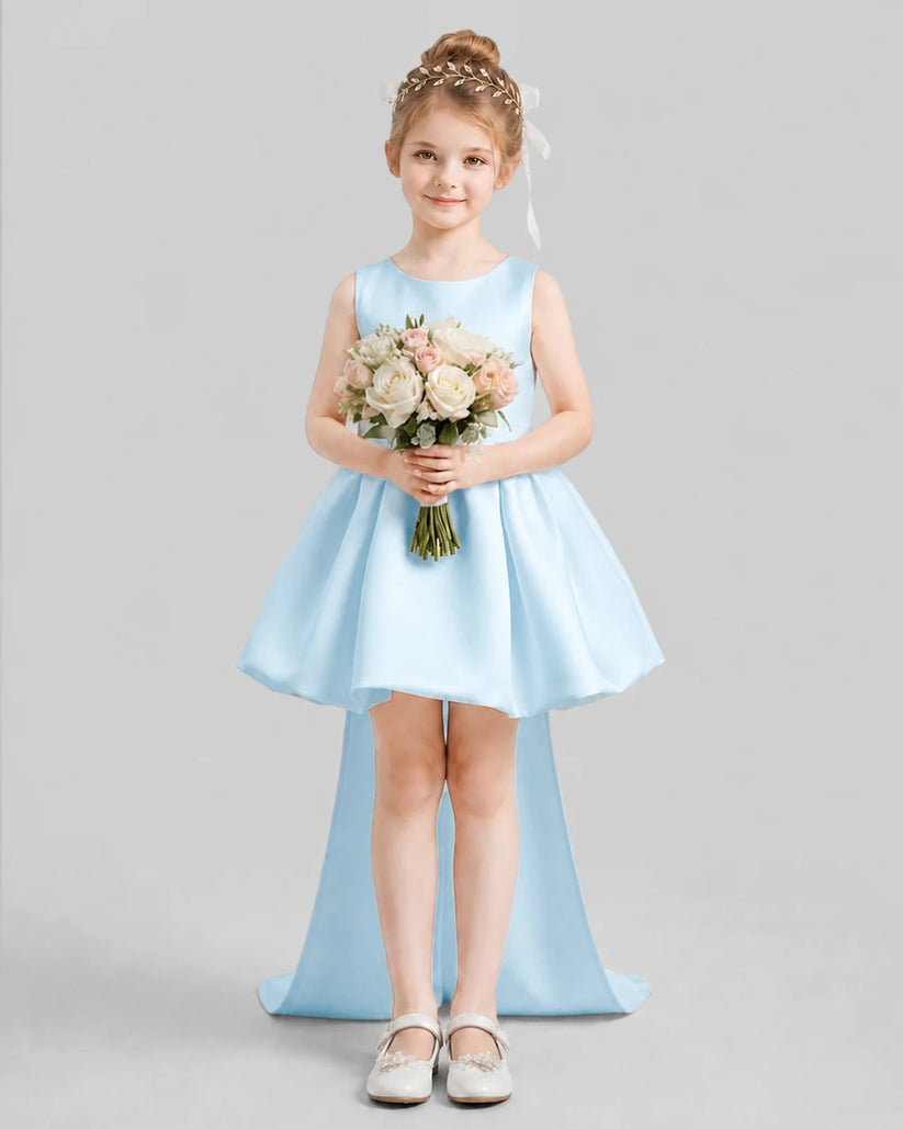 Baby Blue Flared Girls Formal Dresses Pose