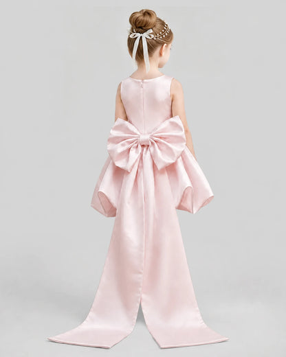 Blush Pink Flared Girls Formal Dresses Back
