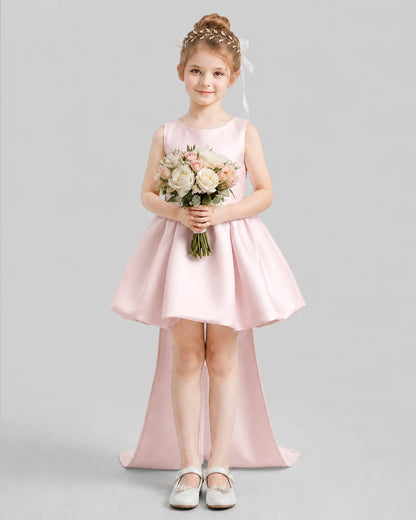 Blush Pink Flared Girls Formal Dresses Pose