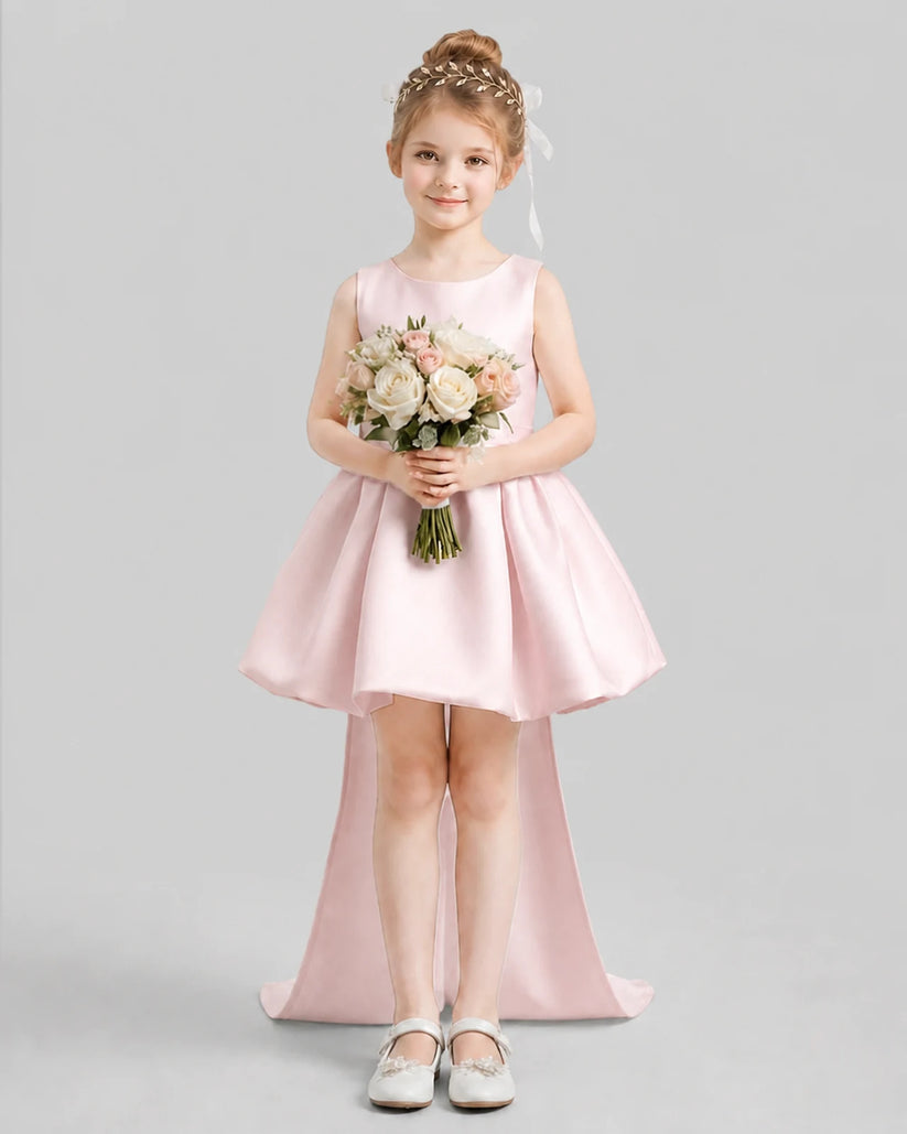 Blush Pink Flared Girls Formal Dresses Pose