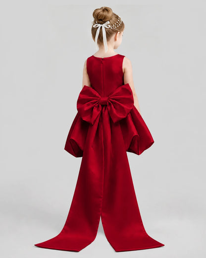 Burgundy Flared Girls Formal Dresses Back