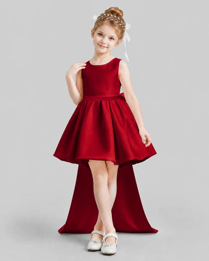 Burgundy Flared Girls Formal Dresses Front