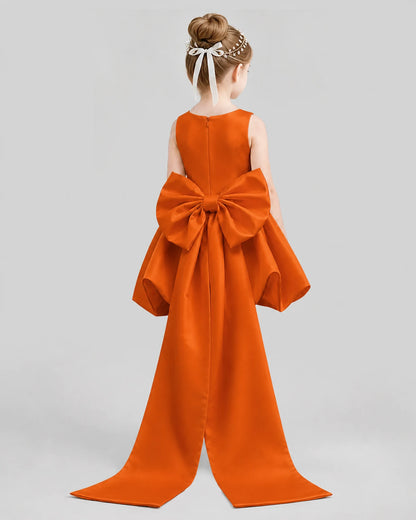 Burnt Orange Flared Girls Formal Dresses Back