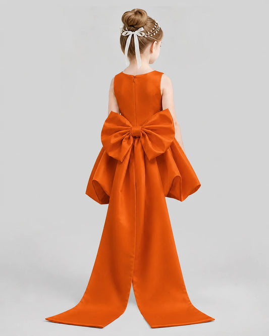 Burnt Orange Flared Girls Formal Dresses Back