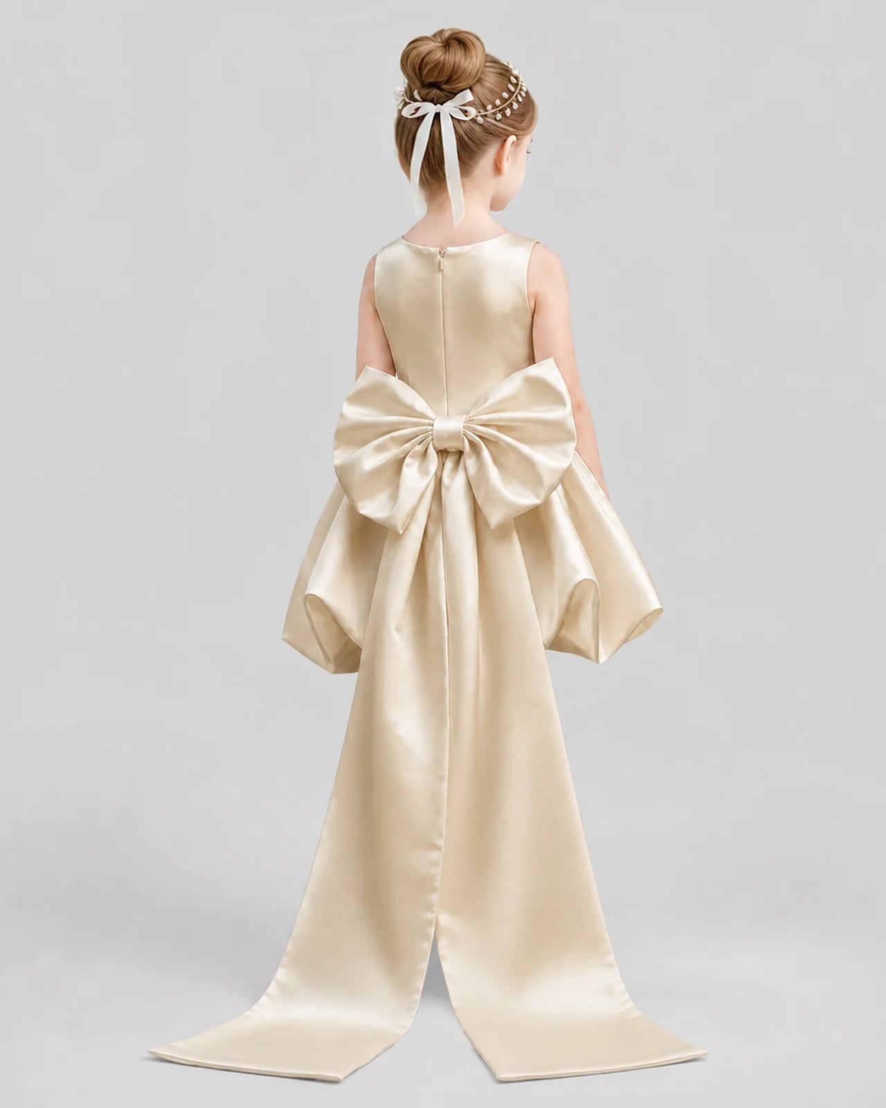 Champagne Flared Girls Formal Dresses Back