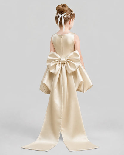 Champagne Flared Girls Formal Dresses Back