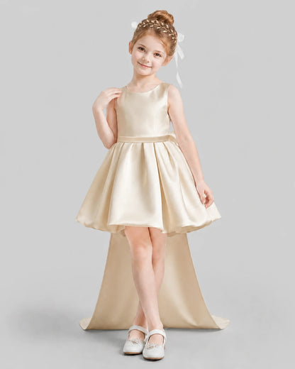Champagne Flared Girls Formal Dresses Front