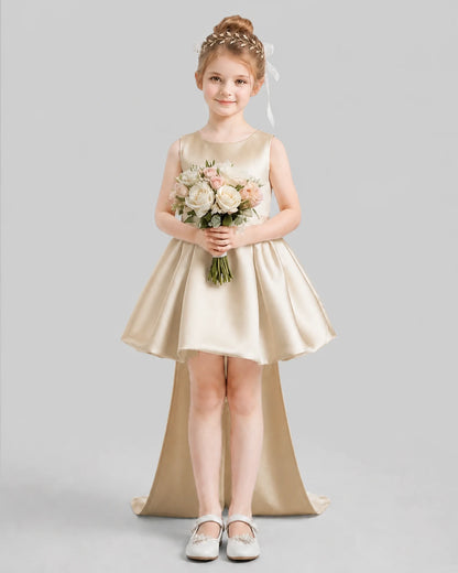 Champagne Flared Girls Formal Dresses Pose