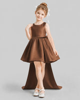 Chocolate Flared Girls Formal Dresses Front