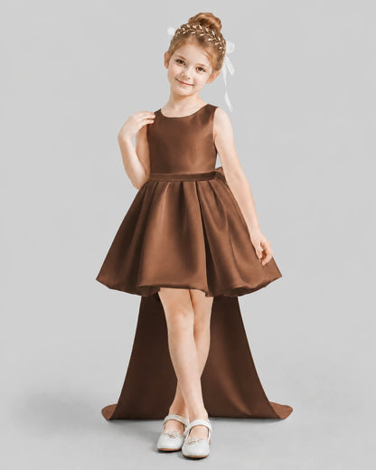 Chocolate Flared Girls Formal Dresses Front