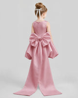 Dusty Rose Flared Girls Formal Dresses Back