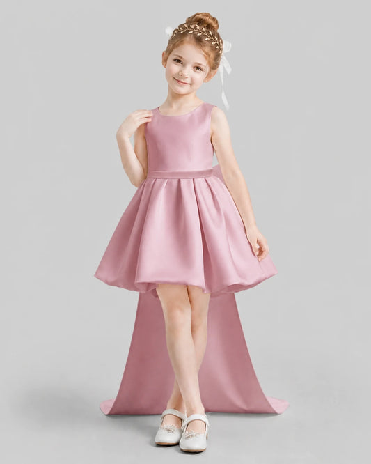 Dusty Rose Flared Girls Formal Dresses Front