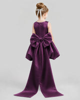 Grape Flared Girls Formal Dresses Back