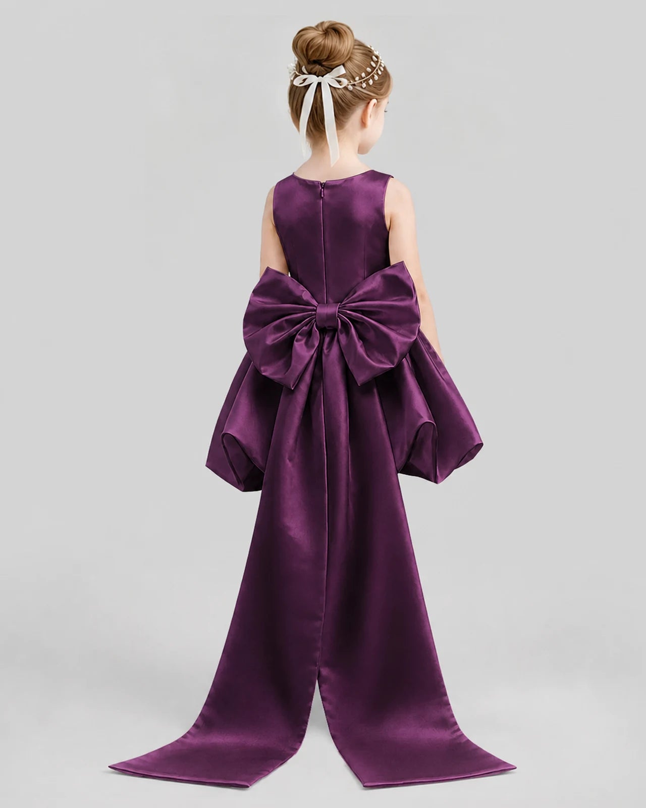 Grape Flared Girls Formal Dresses Back