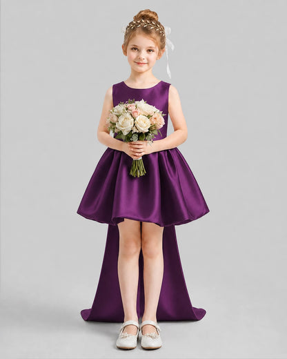 Grape Flared Girls Formal Dresses Pose