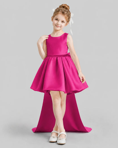 Hot Pink Flared Girls Formal Dresses Front