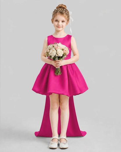 Hot Pink Flared Girls Formal Dresses Pose