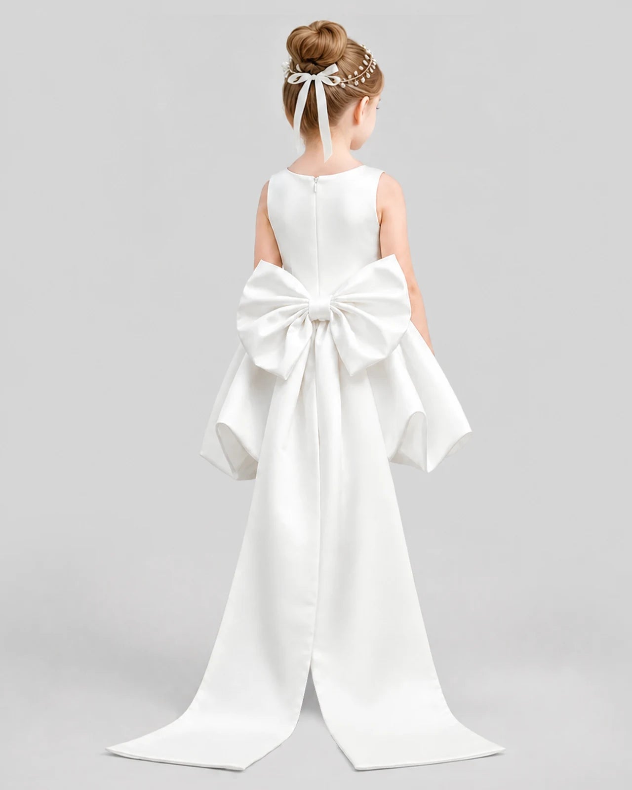 Ivory Flared Girls Formal Dresses Back