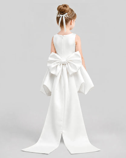 Ivory Flared Girls Formal Dresses Back