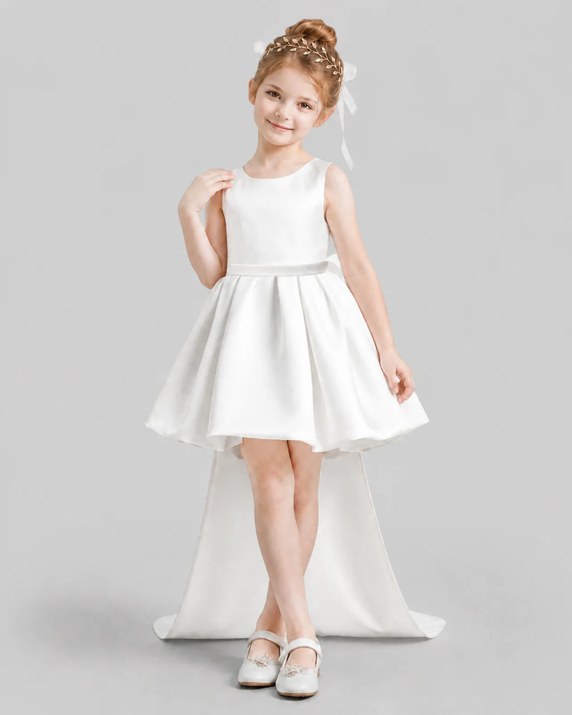 Ivory Flared Girls Formal Dresses Front