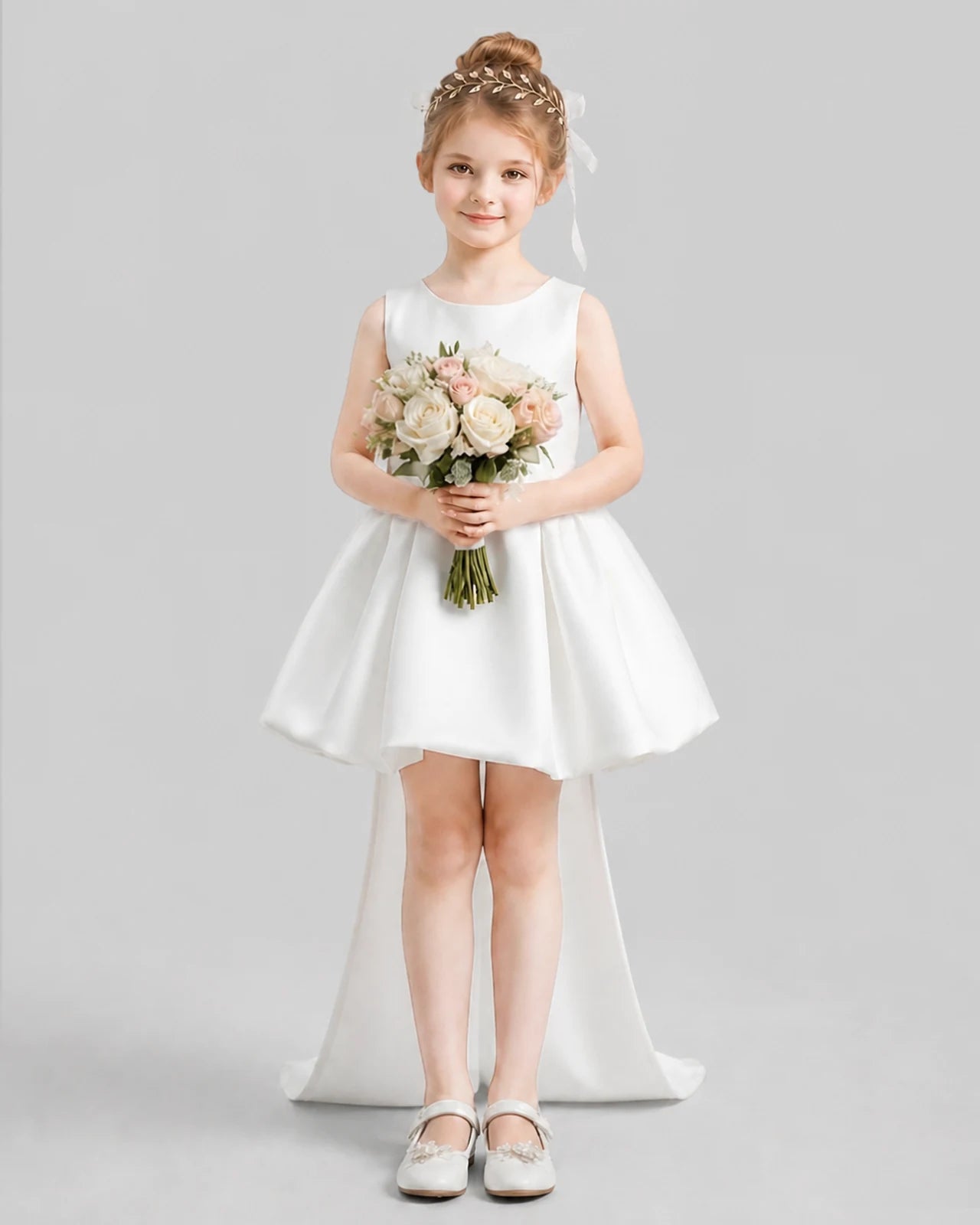 Ivory Flared Girls Formal Dresses Pose
