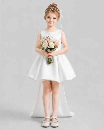 Ivory Flared Girls Formal Dresses Pose