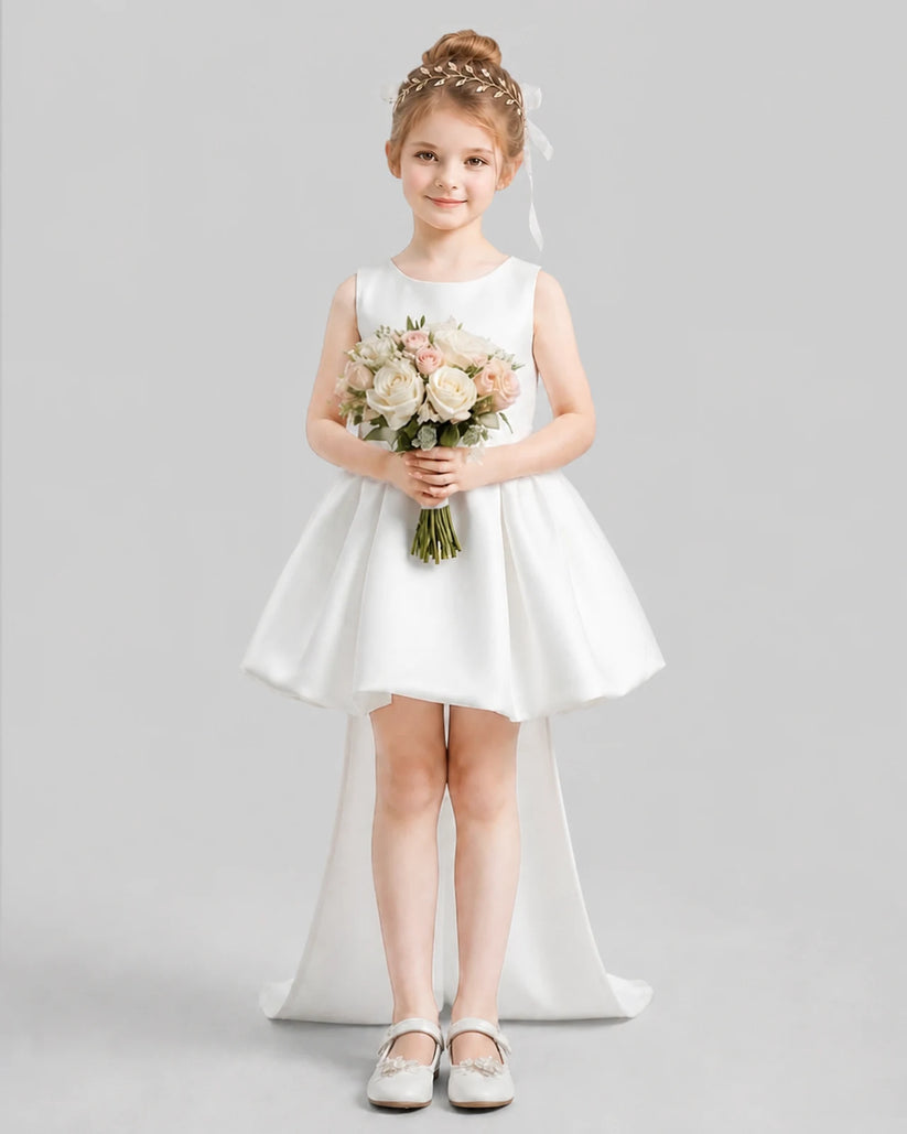 Ivory Flared Girls Formal Dresses Pose