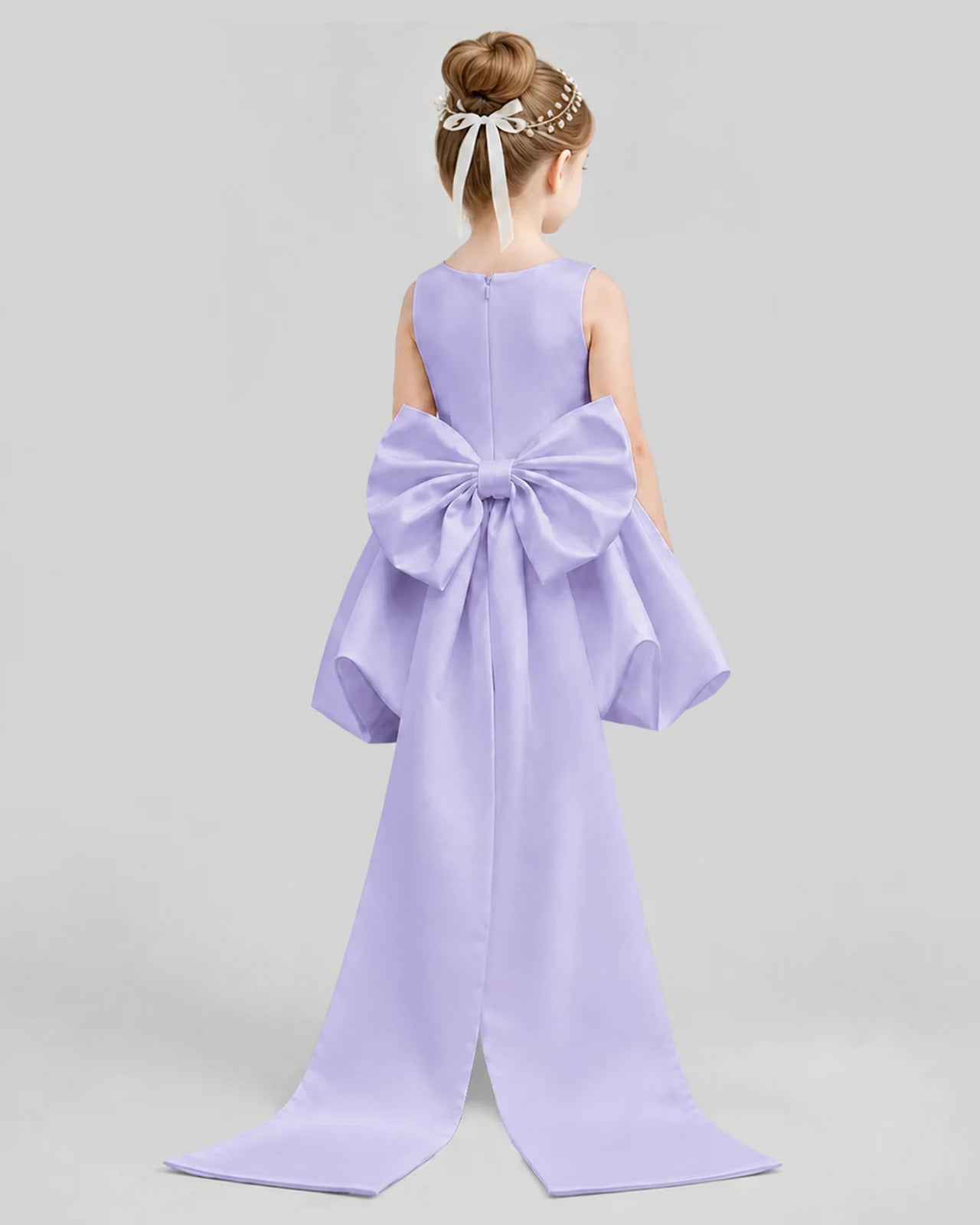 Lavender Flared Girls Formal Dresses Back