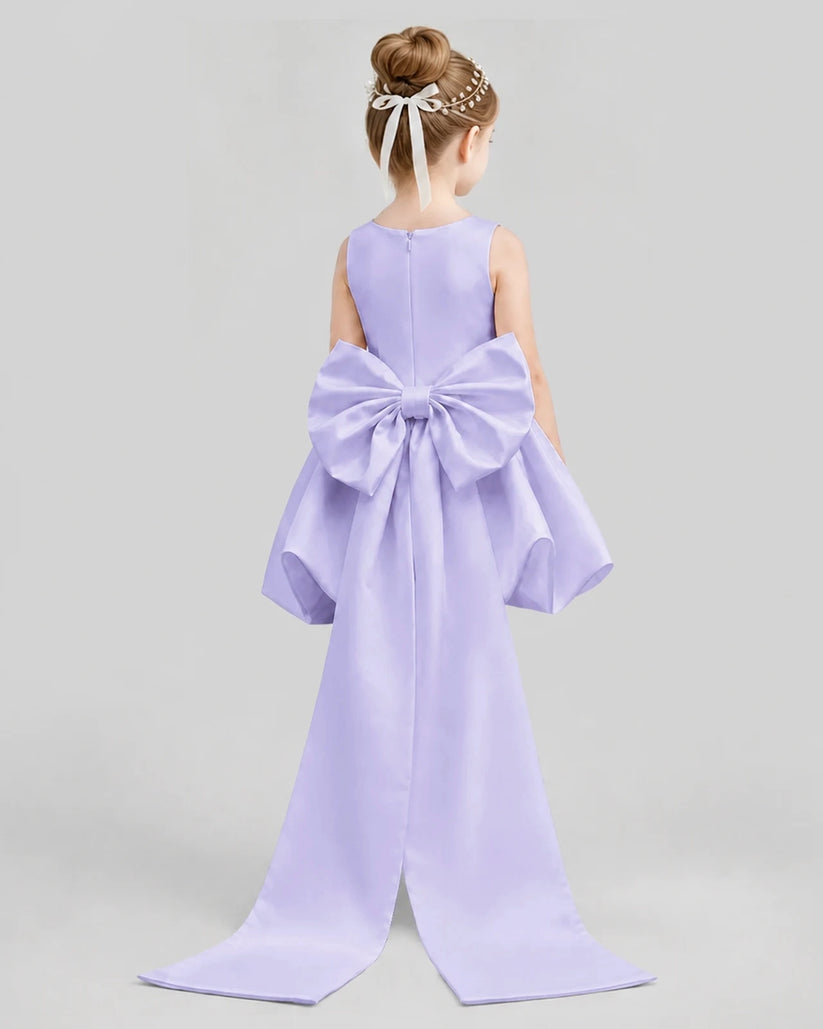 Lavender Flared Girls Formal Dresses Back