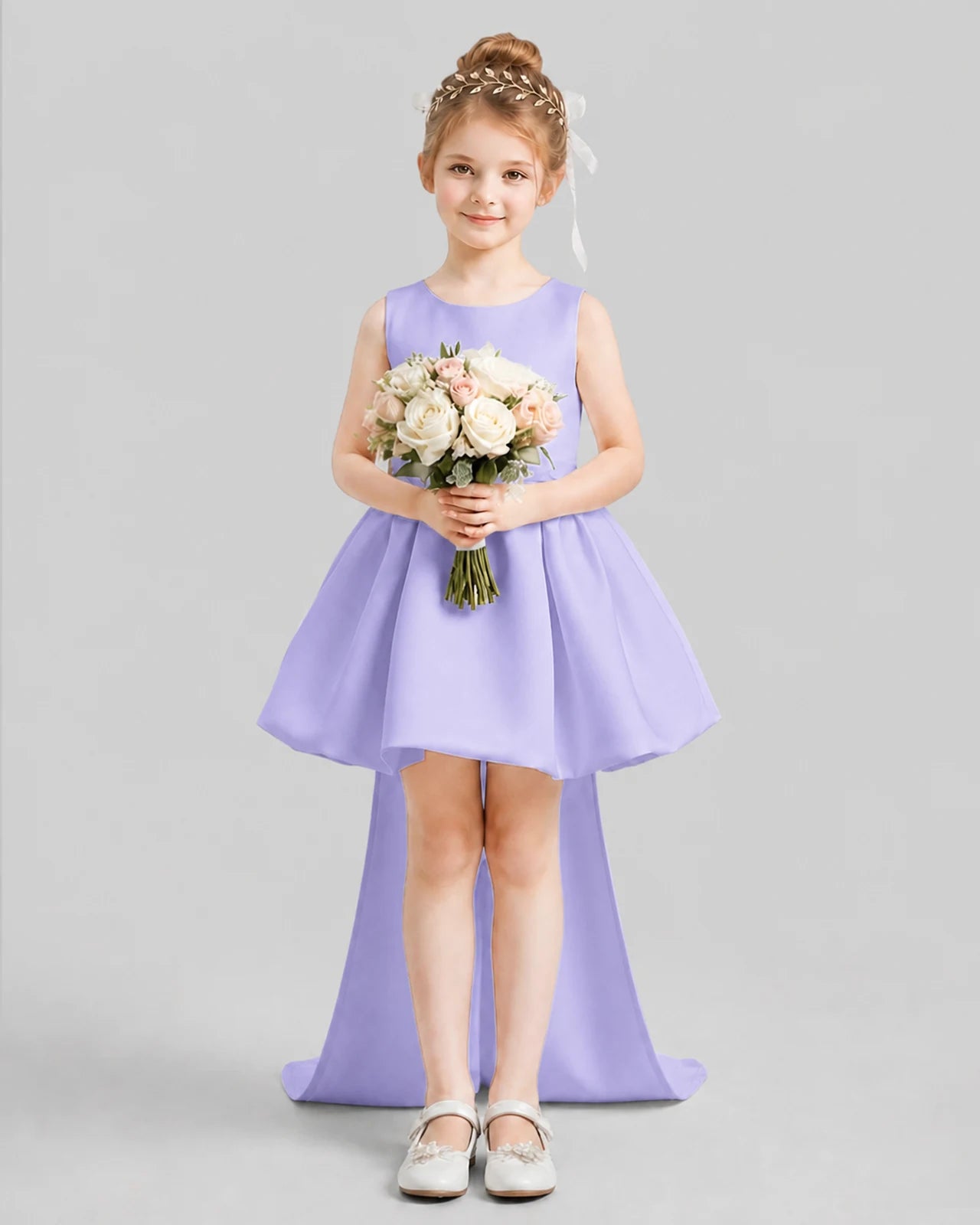 Lavender Flared Girls Formal Dresses Pose