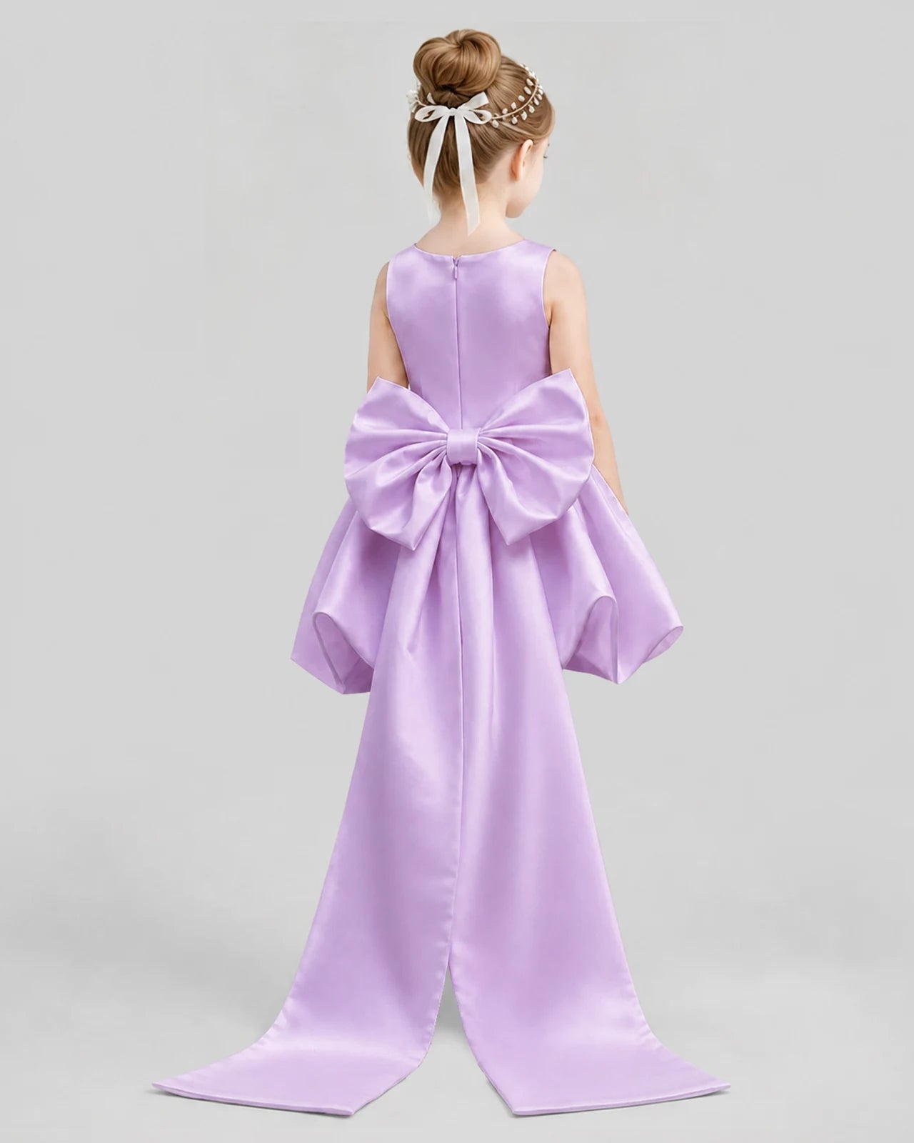 Lilac Flared Girls Formal Dresses Back