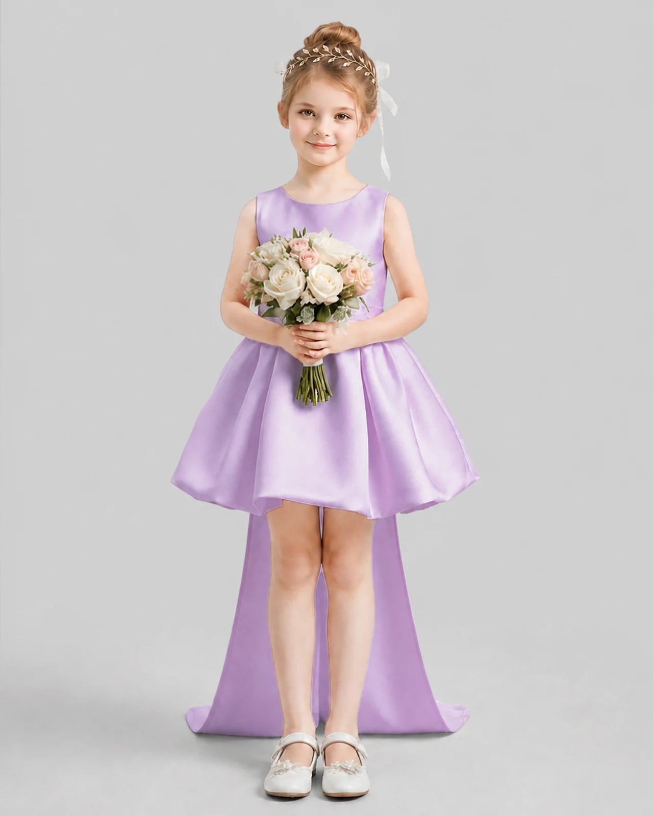 Lilac Flared Girls Formal Dresses Pose