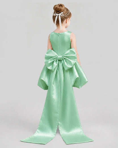 Mint Green Flared Girls Formal Dresses Back