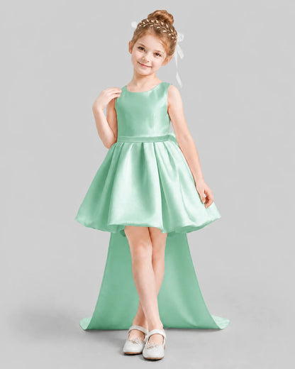 Mint Green Flared Girls Formal Dresses Front