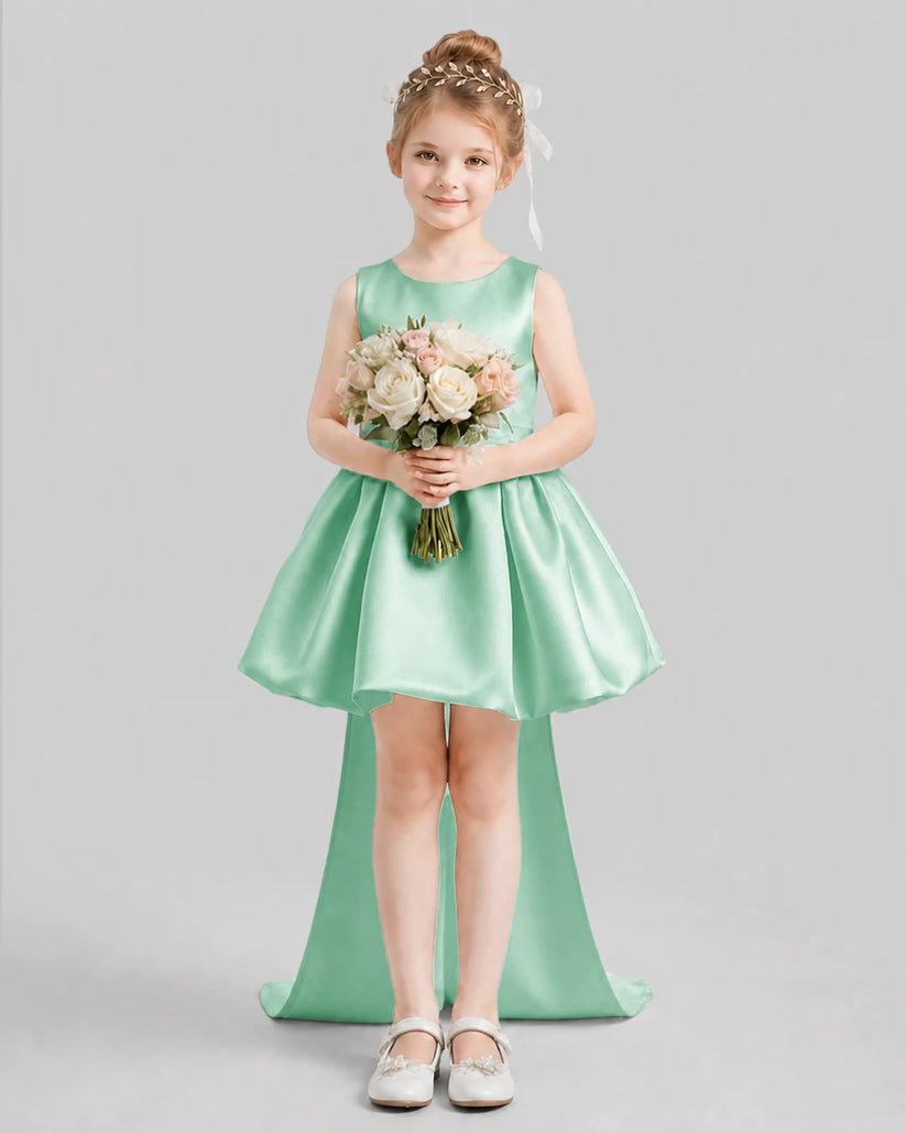 Mint Green Flared Girls Formal Dresses Pose