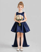 Navy Blue Flared Girls Formal Dresses Pose