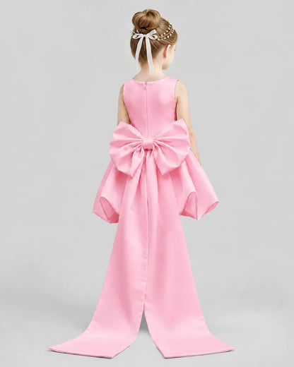 Pink Flared Girls Formal Dresses Back