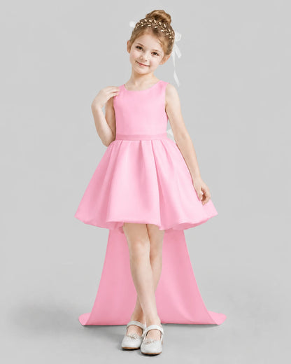 Pink Flared Girls Formal Dresses Front
