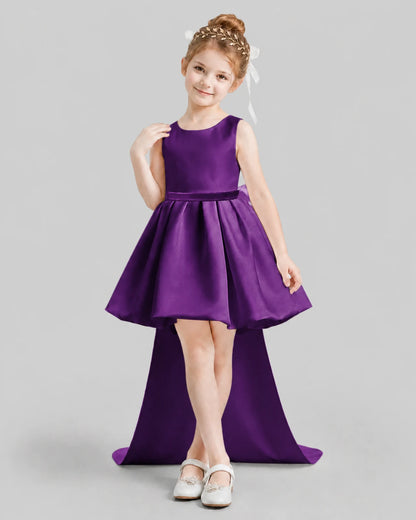 Purple Flared Girls Formal Dresses Front