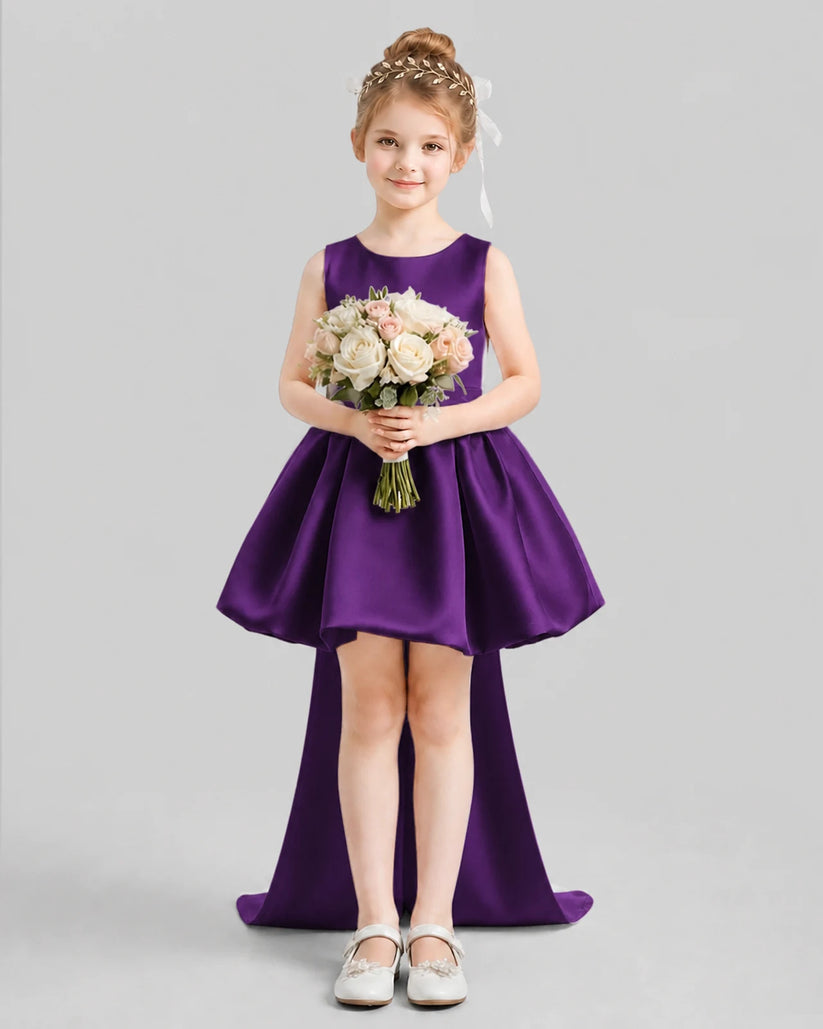Purple Flared Girls Formal Dresses Pose