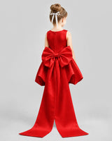 Red Flared Girls Formal Dresses Back
