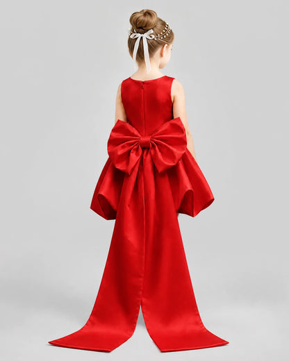 Red Flared Girls Formal Dresses Back